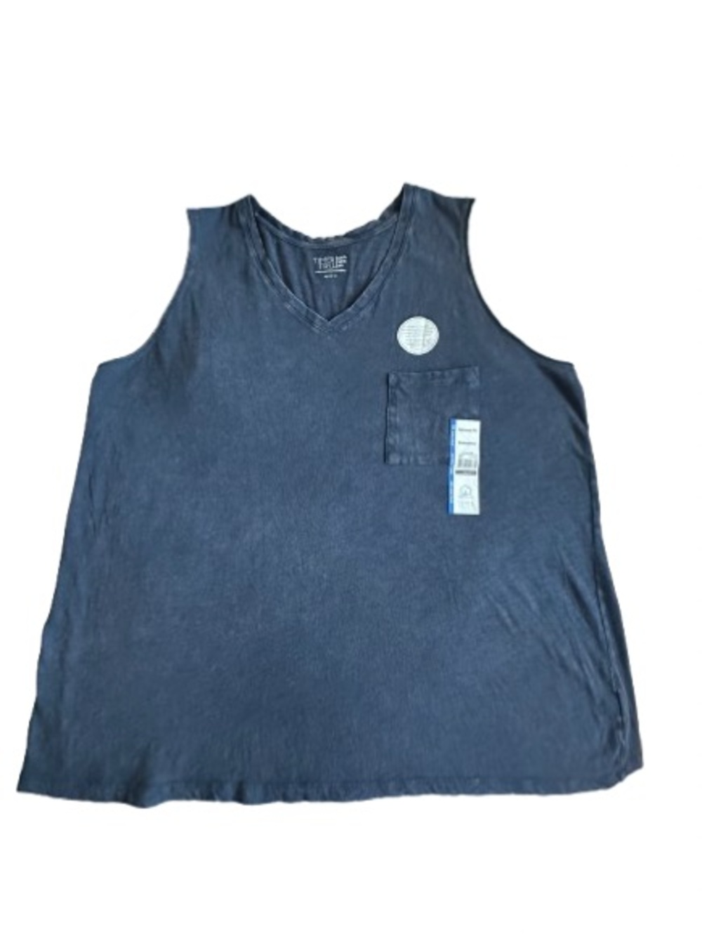 Time and Tru Women's 3XL Navy V‑Neck Sleeveless Cotton Tank Top with Pocket